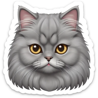 cinematic-adorable-big-eyed-fluffy-grey-persian-cat-portrait-emoji,-head-tilted-playfully-with-a-sweet-expression,-fluffy-grey-fur,-simplified-yet-irresistibly-cute-features-with-large,-expr sticker