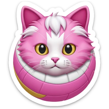 Pink cute volleyball cat sticker