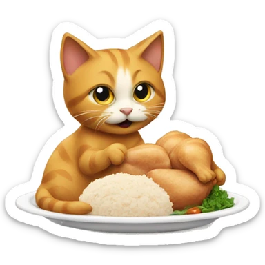 Cat Eating Chicken sticker