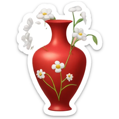 red vase with flowers sticker