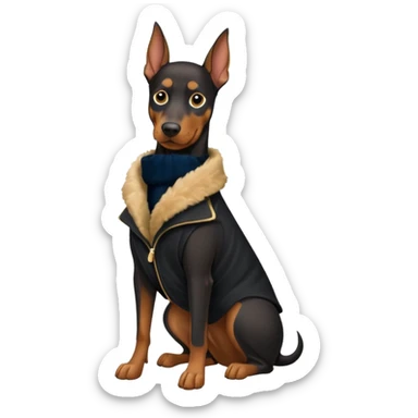 Doberman with clothes on sticker