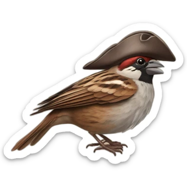sparrow with cpt jack sparrow's hat sticker