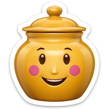 Cookie jar with cartoon face and smile sticker