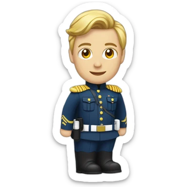 Gendarme au cheveux courts blond blanc avec l'uniforme de la gendarmerie sticker