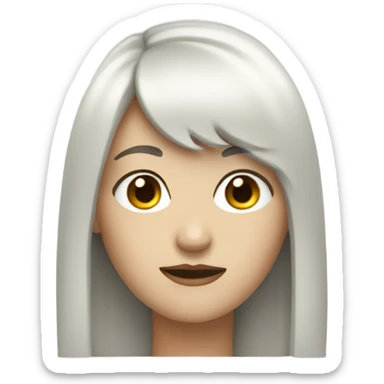 white women with long black hair with bangs sticker