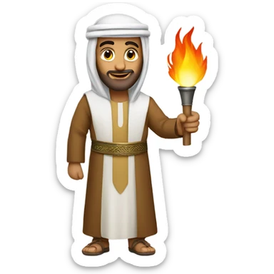 Arab man with fire sticker