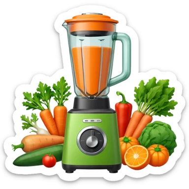 a blender with vegetables sticker