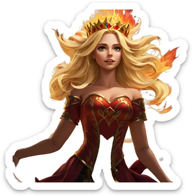blonde girl in fiery crown sticker