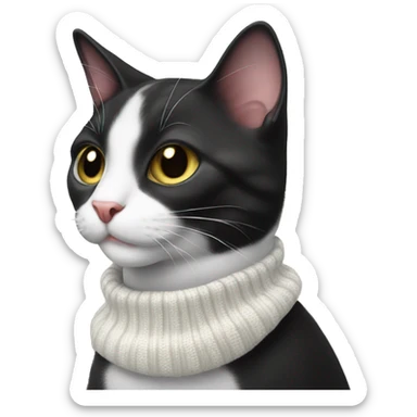 tuxedo cat with white chin wearing a christmas sweater sticker