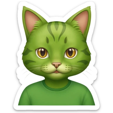 green cat with green shirt sticker