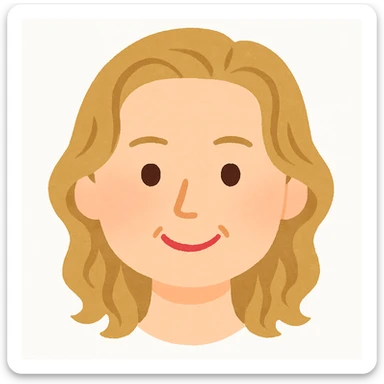 Remove the neck so only the head remains, keep the Irasutoya style with soft colors, round features, and a friendly expression. Maintain the style's characteristic simplicity and warmth. sticker