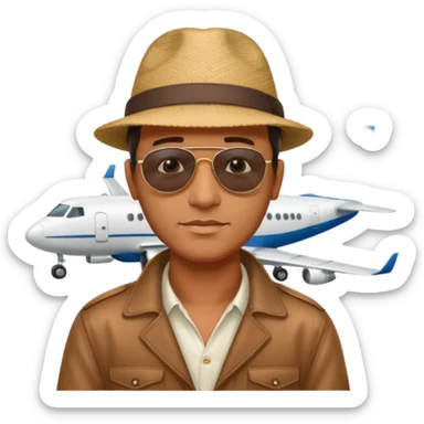 homme créole réunionnais avec chapeau arrive avion a gillot sticker