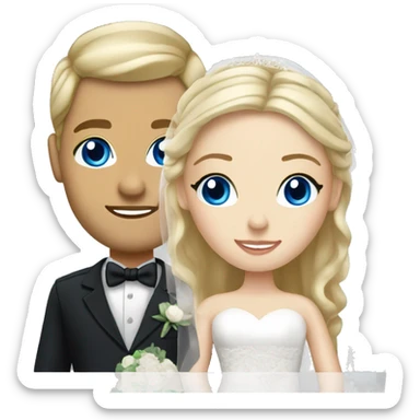 bride blue eyes and blonde hair, groom fair skin sticker