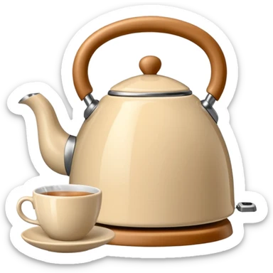 Beige smeg kettle and a cup of tea sticker