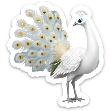 White peacock with a bow sticker