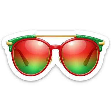 glitter red and green glasses sticker