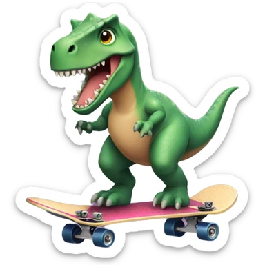 A dinosaur on a skateboard sticker