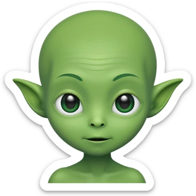 a bold cute aliens with a little hair sticker