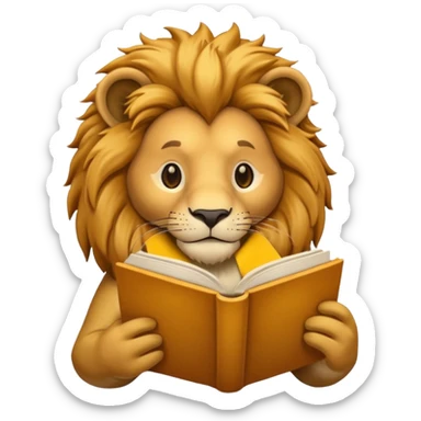 lion reading book sticker