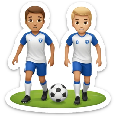 two brothers playings soccer in a park
 sticker