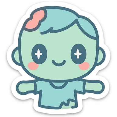 zombie emoji, cute chibi style sticker