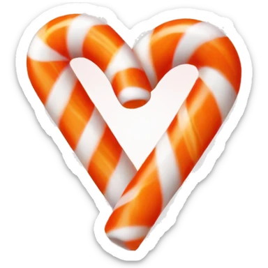 Orange candy canes that makes a heart ￼ sticker