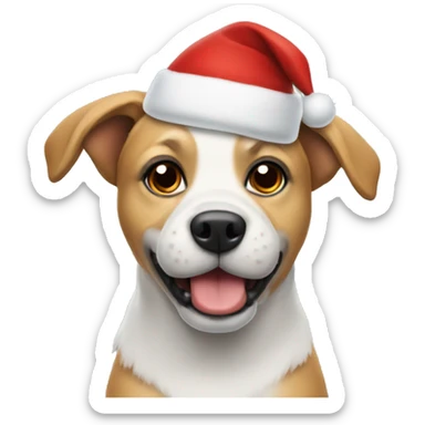 Dog wearing a Santa hat sticker