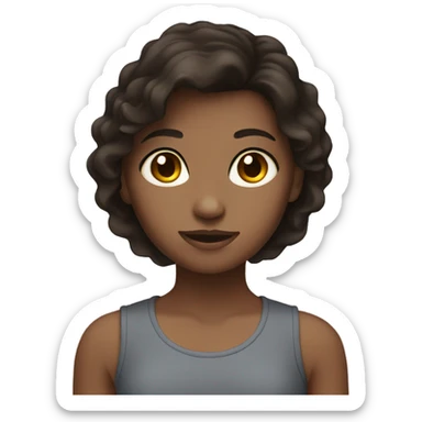 Girl with dark brow hair, brown eyes sticker