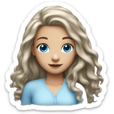 Girl with long luscious hair and blue eyes sticker