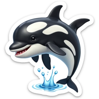 3d Cartoon orca with a tick sticker