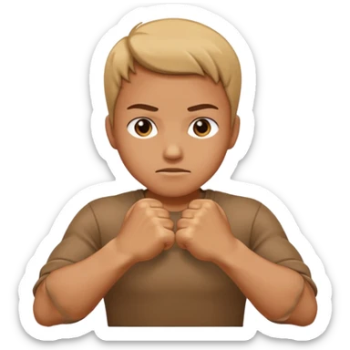 Hands crossed over while having fists sticker