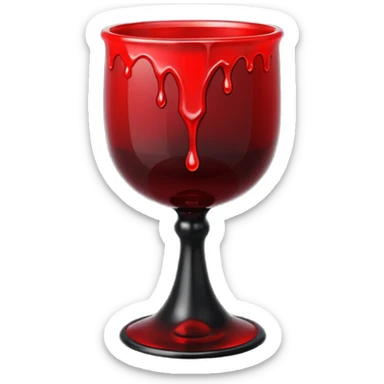 Dark gothic chalice with red liquid dripping, iOS emoji style, clean lines, high contrast sticker