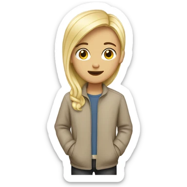 brunette girl with blonde boy sticker