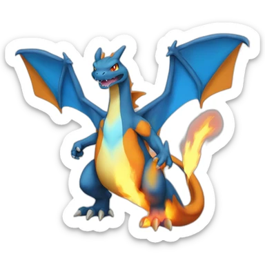 charizard-adullt-wing-blue-tall-front-stand-up-fire sticker