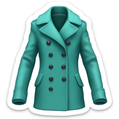 Hyper Realistic isolated side view of a light teal open fashion Peacoat. sticker