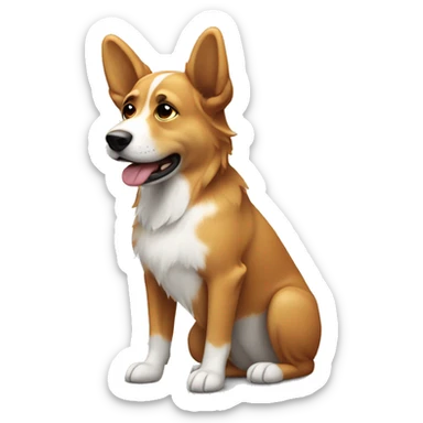 Furry caramel dog with semi lifted ears and white body sticker