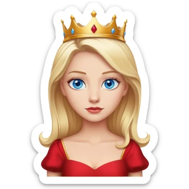 blonde queen blue eyes, red dress sticker