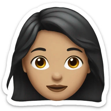 girl with black straight wavy hair sticker