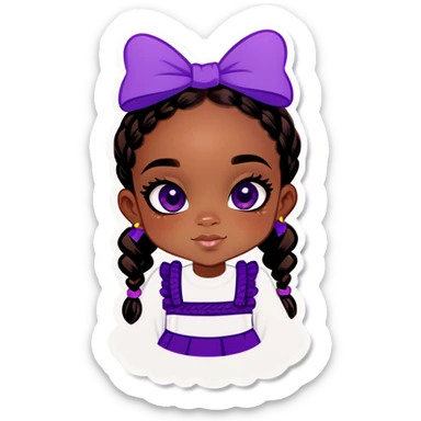 black girl named taliah with purple bow and cute braids  sticker