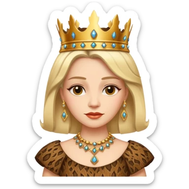 Queen wearing a bark-patterned dress sticker