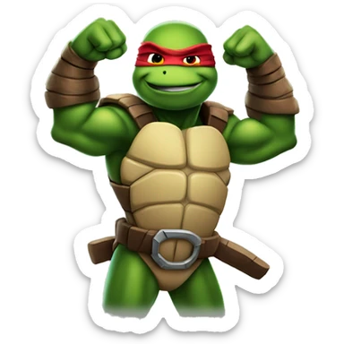Raphael the ninja turtle flexing the biceps sticker