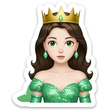 Princess Ozma from Oz with long brunette hair, pale green sequin outfit sticker