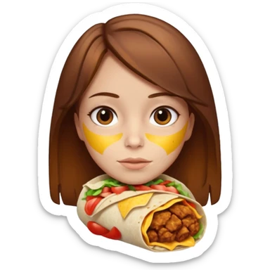 Girl with brown hair "resting chicken burrito face" sticker