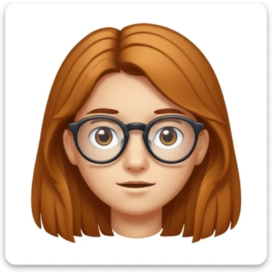 Une adolescente avec des taches de rousseurs, des grandes lunettes, des cheveux châtains clair longs et lisses et des yeux marrons  sticker