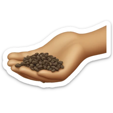 cupped palm pouring seeds with seeds falling from it sticker