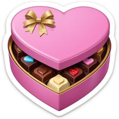 Pink heart shaped box of chocolates  sticker