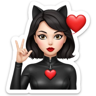 Catwoman manda besos corazon sticker