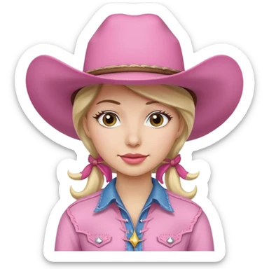 cowgirl with pink hat sticker