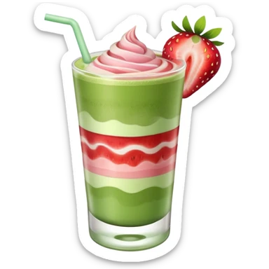 Pastel matcha and strawberry mixed drink  sticker