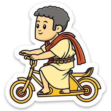Ancient Roman wearing toga riding bike sticker